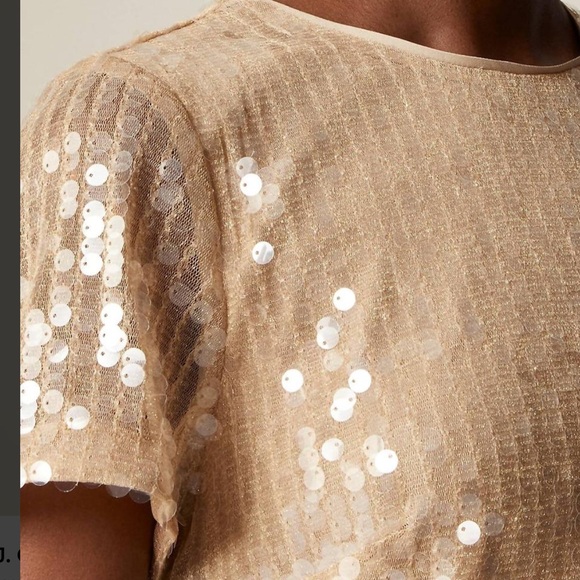 J. Crew Collection Sequin short-sleeve slip dress in Gold Cream size 4 - Picture 15 of 16